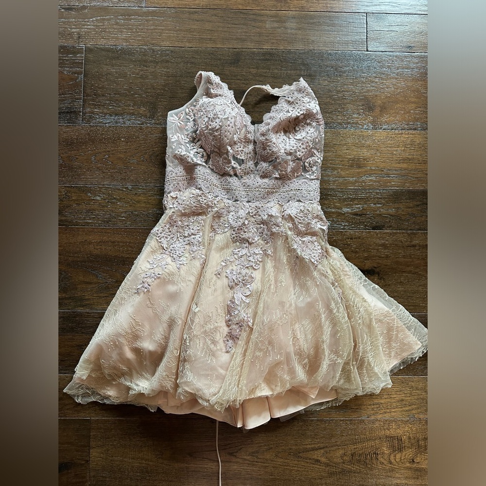 Alyse Paris Elegant Lace Dress in Rosewood- size 14